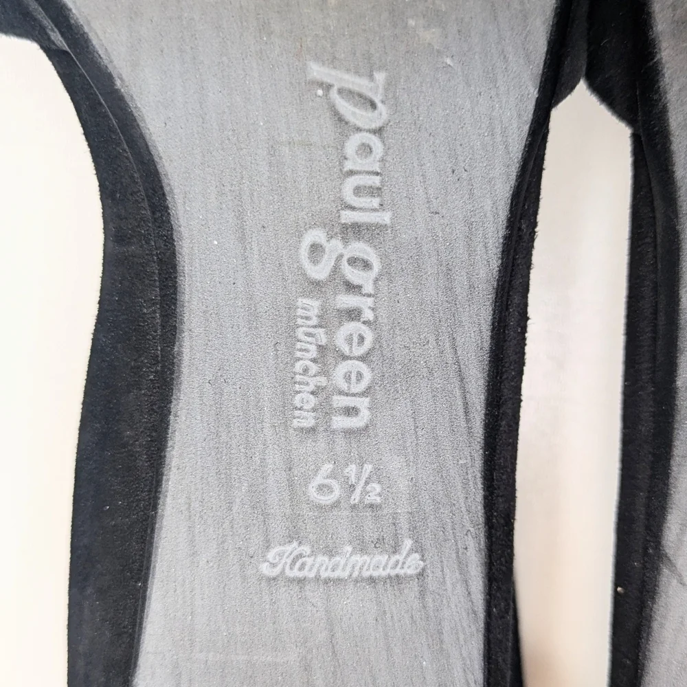 Paul Green Black Suede Sandals Heeled Ankle Strap US Size 9 / UK Size 6.5